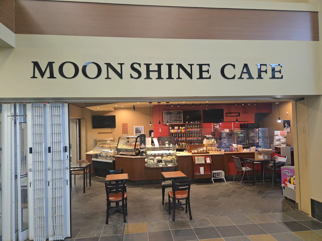 Moonshine Cafe storefront inside Synergy Wellness Centre in Sherwood Park