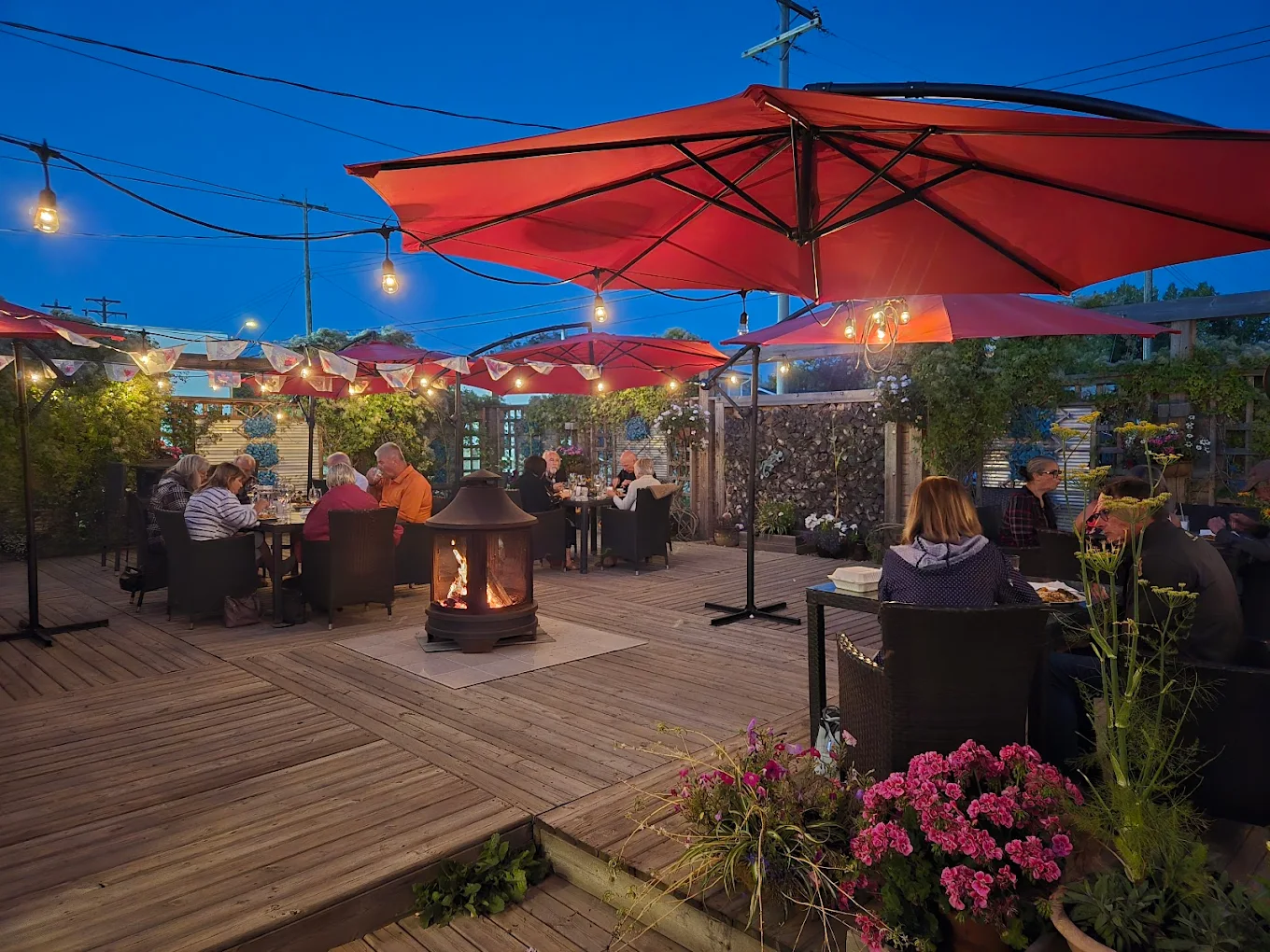 The Moonshine Cafe patio in the evening